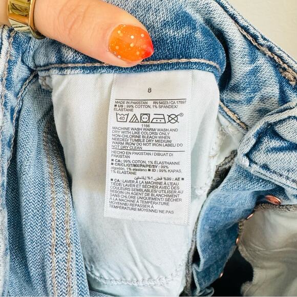 NEW OLD NAVY Light Acid Wash Blue High Rise Straight  Distressed Denim Jeans 8 - Picture 5 of 16